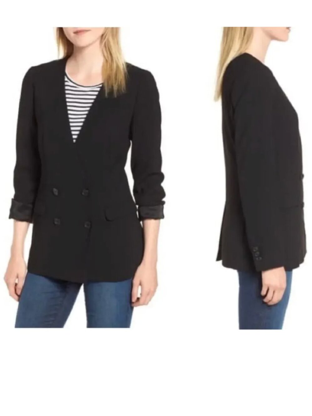 J. Crew Black Parisian French Collarless Blazer Jacket Workwear Office Top 6 NWT